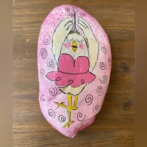 Hand painted ballerina bird rock.